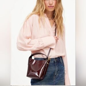 MADEWELL MICRO BUCKET, PATENT LEATHER, DARK PLUM